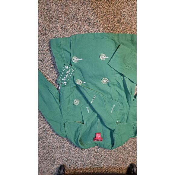 Periscope Jacket Small S Girls Green Double Breasted Canvas 100% Cotton - Picture 3 of 6